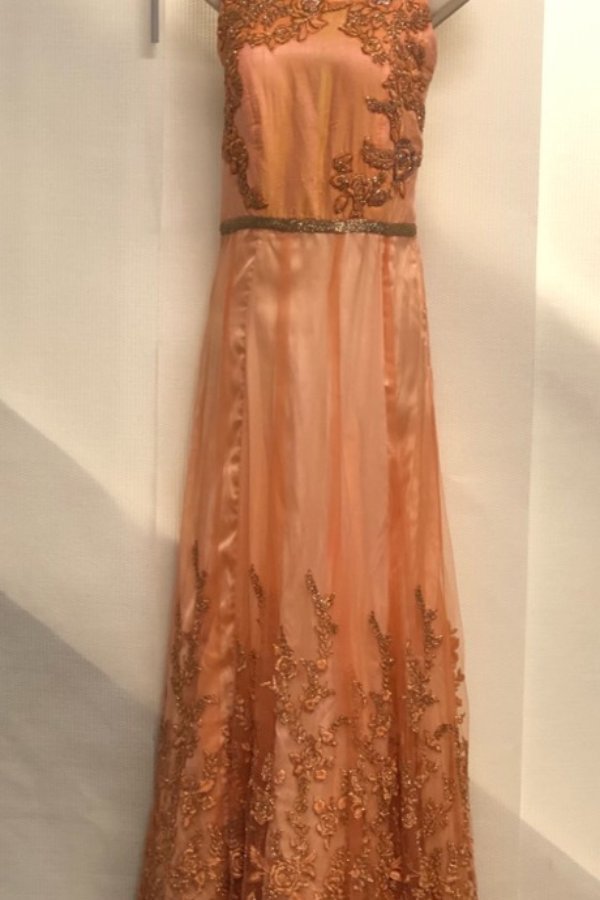 One-piece beaded gown before alteration